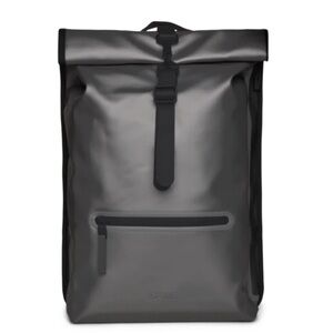 NWT RAINS Rolltop Rucksack Discontinued Color Grey Metallic NOT IN ORIGINAL BAG